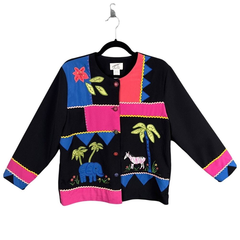 Vintage Patchwork Jacket Embroidered Beaded Size … - image 2